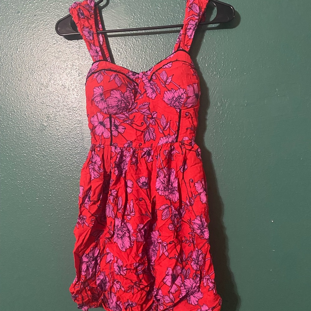 Floral Red Mini Dress